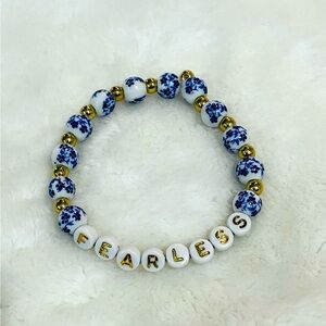 💙”Fearless” Gold and Blue Beaded Bracelet